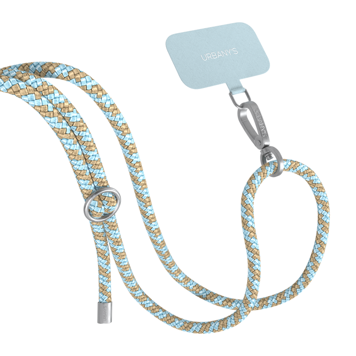 Universal Phone Necklace «Sky and Sand» (bright blue-beige)